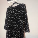 Ralph Lauren Lauren Dress Empire Waist V Neck Size 12 Black White Geo Print Midi Photo 4