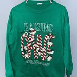 Vintage Russ Sportswear Christmas Sweatshirt Raising Cane Bears Green Size L Photo 0