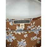 Pleione  Floral Blouse Women Medium Rust‎ Orange Cinch Front Peasant Bohemian Photo 2