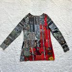 Simply Art by Dolcezza Long Sleeve Top M Artsy Stretchy Art to Wear Animal Print Red Size M Photo 8