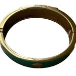 ELIZABETH JULES TIFFANY TEAL BLUE MINT GREEN CLAM CUFF ENAMEL GOLDTONE BRACELET Photo 3
