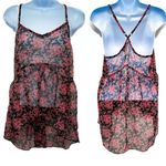 Anthropologie 2/$30  Pins Needles Sheer Babydoll Floral Tiered High Low Tank Top Photo 1