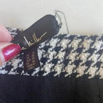 Nicole Miller EVIE HOUNDSTOOTH FAUX WRAP ASYMMETRICAL SKIRT Size 14‎ Black White Tweed Preppy Photo 8