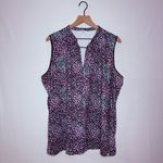 Lady Hagen Stylish Sleeveless Leopard Print ‎ Top Light Blue , Purple and Black Photo 5