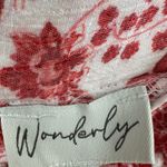 Wonderly  Size Medium Tank Top Red White Flower Print Button Detail Back‎ Blouse Photo 2