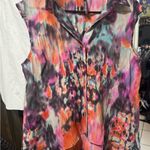 CELINE  Vibrant Sleeveless Blouse - Pink, Orange, Black Photo 0