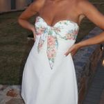 ZARA Floral White Strapless Dress Photo 3