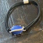 Boutique Elegant Silver Tone Blue Color Natural Stone & Crystal Hair Tie Bracelet Photo 0