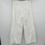 ZARA Jeans White High Rise Wide Leg Raw Hem Pants 100% Cotton Women’s Size 8 Photo 3