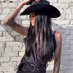 Bella Hadid Western Inspo Concho Belt Hat Black Photo 1