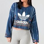 Adidas x Farm Rio Cirandeira Sweatshirt Cropped Blue Floral Crewneck Pullover XS Photo 0