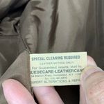 Vtg 80s Brown Leather Suede Long Coat Faux Fur Collar Tie Belt Sz Medium / Large Photo 4