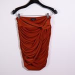 Majorelle Destiny Ruched Jersey Knit Stretch Twist Knot Skirt Mahogany Brown M Photo 0