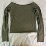 Brandy Melville Olive Green Bonnie Top Long Sleeve, Off Shoulder, Hip-Length Top Photo 7