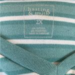 Hasting & Smith Hasting ‎ & Smith Women Cotton Top 2X Green Striped Short Sleeve Casual Relaxed Photo 1