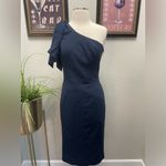Dress the Population New!  Tiffany One-Shoulder Midi‎ Dress in Midnight Blue Sz M Photo 5