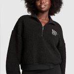 PINK - Victoria's Secret  NWT Cozy Fleece Half Zip Pullover Black Teddy Jacket S Photo 0