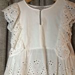 Hayden Los Angeles White Cotton Eyelet Ruffle Sleeve Sleeveless Blouse Small Photo 4