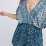 Free People  Blue Printed Arizona Short Sleeve Romper Size: S Photo 1