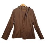 Eileen Fisher  Open Front Cardigan Top Brown Hooded Organic Cotton Womens Large L Photo 0