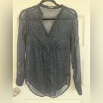 EXPRESS Floral Blue and Black Sheer Women's Top by Size XS Photo 10