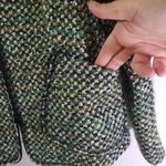 Lafayette 148 New York Size 10 Green Geometric Zip Front Fuzzy Tweed Blazer Photo 4