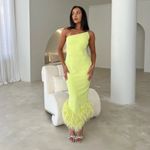 House Of CB  ‘Alessia’ Lime yellow neon Midi Dress NWOT‎ size M Photo 1