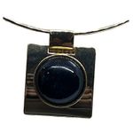 Talbots  Gold Tone Torque Necklace Slide Pendant Black Round Cabochon Choker Coll Photo 2