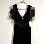 NWT Mikael Aghal $395 Velvet ruffle trim dress black funeral formal event Size 6 Photo 2