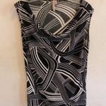 Susan Lawrence Susan Lawerence Black and White Geometric Pattern Sleeveless Blouse Size Large Photo 0