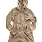 Athleta  Beige Cable Knit Hooded Long Cardigan Small cotton/cashmere blend Photo 0