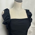 Charmo Women’s Ruffle One Piece Bathing Suit Black Tie Back Ruched Medium NWT Photo 7
