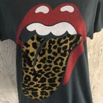Daydreamer  Rolling Stones Velvet Leopard Black Tee, Size M Photo 1
