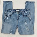 ZARA  Light Wash Blue Distressed Ripped MOM Jeans Size 4 Photo 2