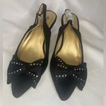 Angel Steps Adorable Black Pump Women’s 8.5 M Bow Rhinestones 3” Heel Faux Suede Photo 1
