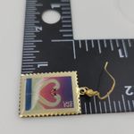 Swan Love 32 Cent Stamp Dangle Earrings Heart Gold Tone Postage Mail USA Photo 9
