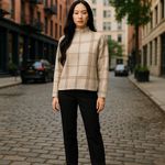 Tahari Women's Plaid Mock Neck Sweater Top Knit Long Sleeve Pullover Size M Photo 12