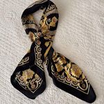 Vintage Gold Baroque Jewels Coronation Kaleidoscope Bejeweled Handkerchief Scarf Black Photo 0