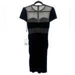 Mac Duggal NWT Sheer Bustier Top Lace Asymmetrical Hemline Black Velvet Dress 2 Photo 4