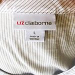 Liz Claiborne  Denim Blue Pinstripe Ruffle Front Sleeveless Blouse ~ Womens LARGE Photo 7