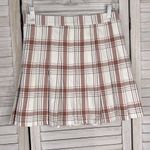 Aerie  Pleated Plaid Mini Skirt White/Multi-Medium Photo 1