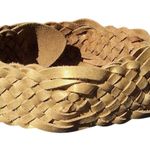 Cache Gold Metallic Woven Leather Belt Pant New Size S/M 2 1/4" Wide $128 NWT Photo 2