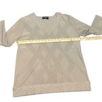 Karl Lagerfeld PARIS Women’s Classic Embellished V-Neck Sweater Tan Size Medium Photo 7