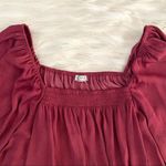 Free People Red Burgendy Wine Flowy Boho Silky Long Sleeve Cottagegore Bodysuit Photo 3
