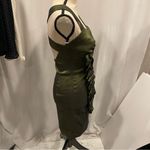 Jessica McClintock Olive martini shimmer twist open back mini dress stretchy Photo 5