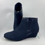 Croft & Barrow Boots Womens 7.5 Ocelote Ankle Ortholite Booties Blue Suede Wedge Photo 0