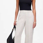 Madewell  The Easy Pull On Pant 100% Linen Oat Beige Capsole Office Womens Medium Photo 0