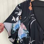 City Chic Flourished Floral Dress Size XL 22 Fit & Flare Black V-Neck Botanical Photo 6