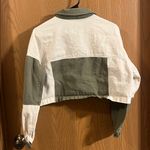 HYFVE Colorblock Women’s Cropped Utility Jacket - Olive, Cream and Brown Medium Photo 5