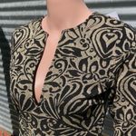 Ganni  Schiffer Glitter Print Long Sleeve Peplum Dress Gold Size S NWT Photo 4